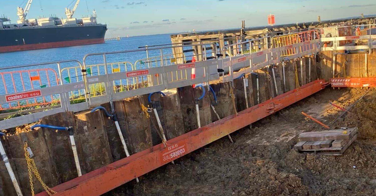 Shoring and dewatering support GPT installation at Spirit of Tasmania Quay